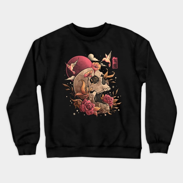 Life and Death Skull Flowers Gift Crewneck Sweatshirt by eduely